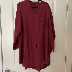 Eileen Fisher 100% Silk Blouse Wine color